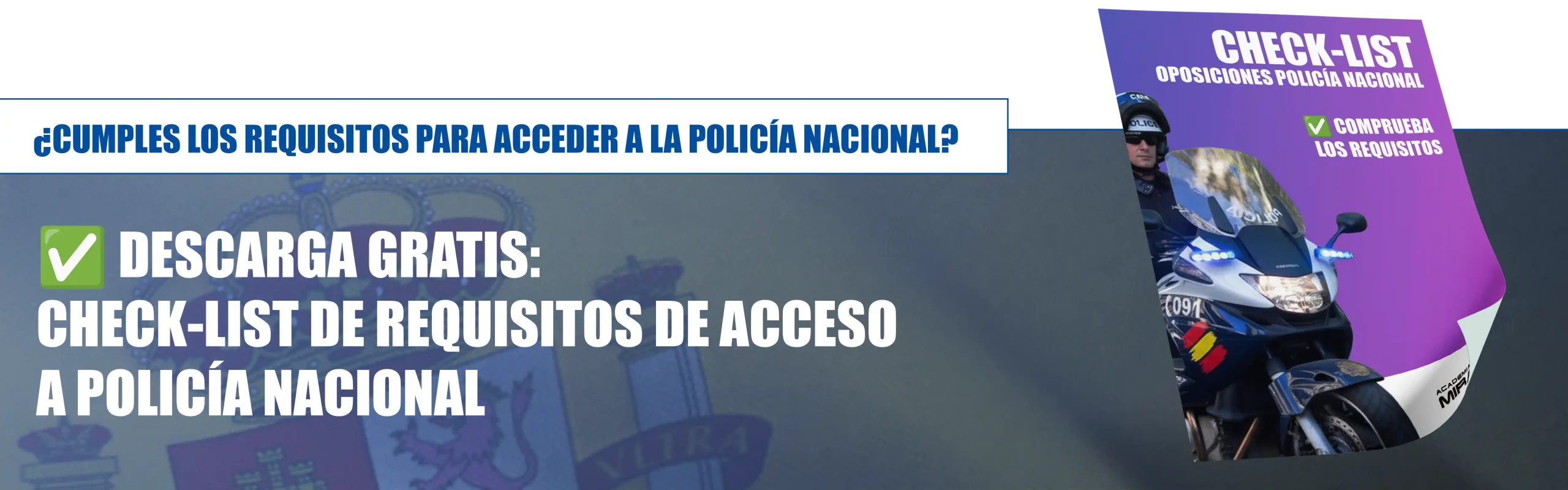 Banner CTA que muestra un mockup para descargar el Check-List de preparación de oposiciones Policía Nacional en Castellón